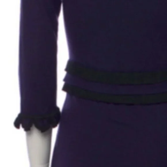 ✨ Temperley London Black & Purple Silk Cashmere Merino Wool Knit Dress Ruffle
